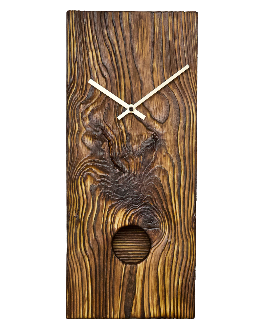Shou Sugi Ban Wood Pendulum Clock Art - Evan 0001 — Korzen Designs